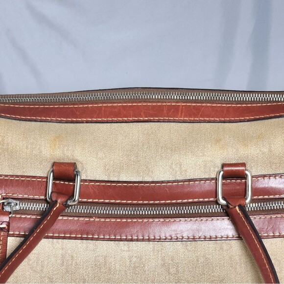 Vintage Dooney & Bourke Brown Leather & Tan Monogram Canvas Satchel 12.5"X7.5"X5 - Picture 12 of 14